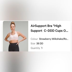 Lululemon AirSupport Bra (38 DD)- Strawberry Milkshake